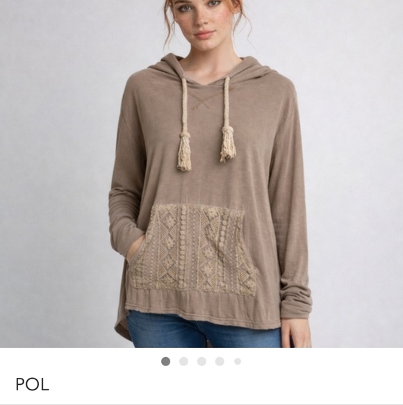 POL Hooded Long Sleeve Tunic Dusty Rose Size L - Picture 12 of 12